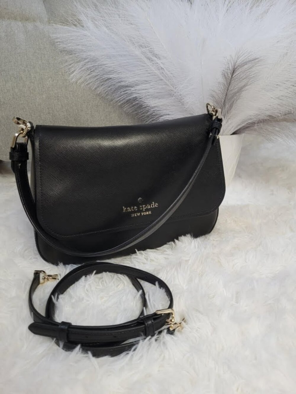 Kate Spade Staci Saffiano Leather Flap Shoulder Bag